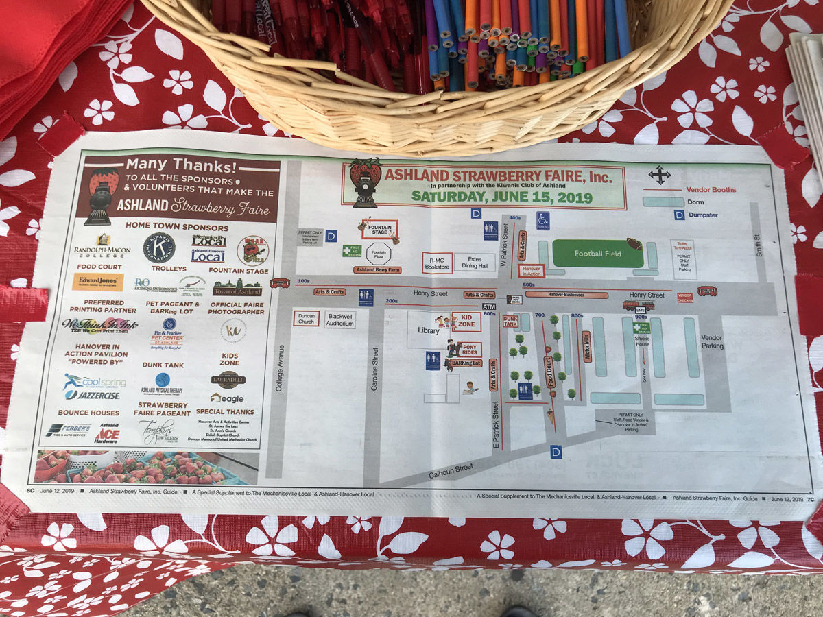 Map from the official guide of the Ashland Strawberry Faire